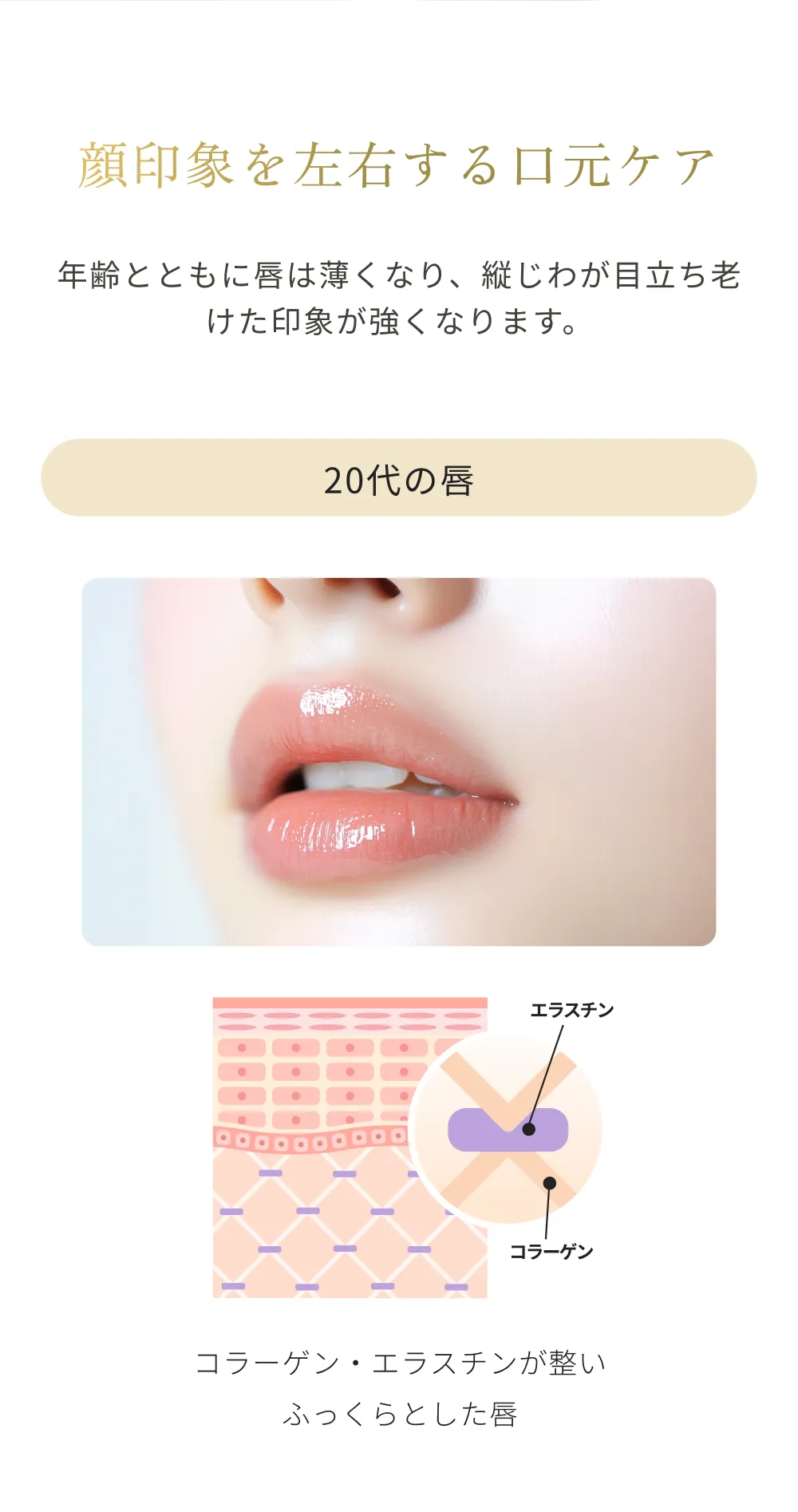 ハリと弾力のあるふっくら唇のイメージ｜ボリュームケア対応リップ美容液