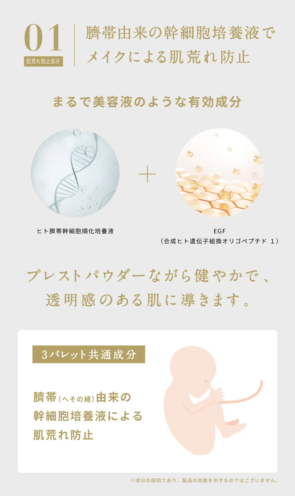 幹細胞培養液やEGF配合でメイクによる肌荒れを防ぎ透明感のある肌に整えるフェイスパウダー